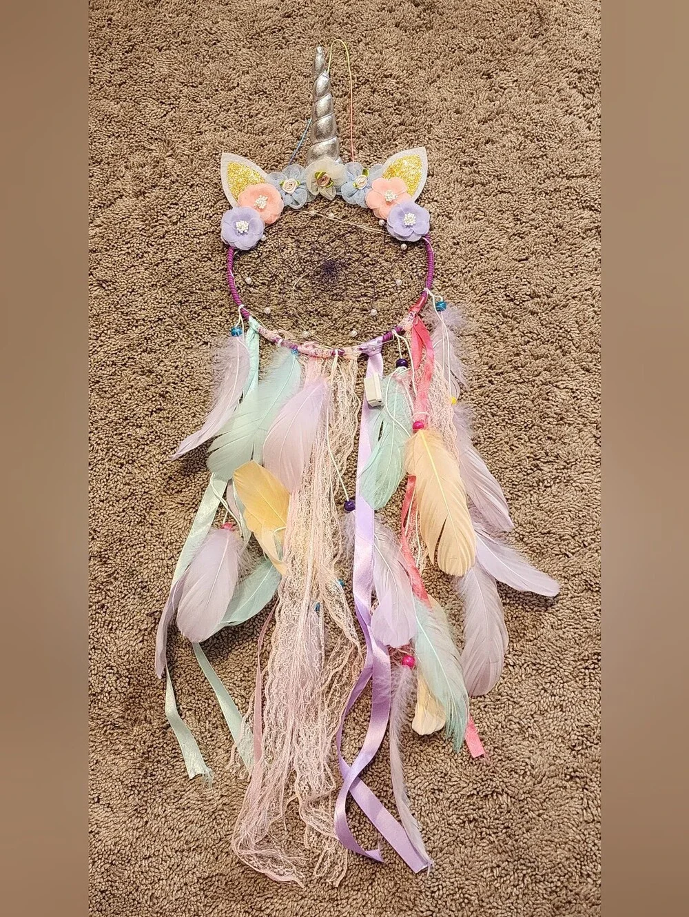 Girls Unicorn Mixed Lot, Dreamcatcher, Dolls, Pegasus Toy (Broken Wing), Blanket